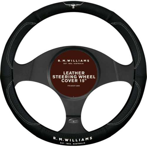 R.M. Williams 15 LEATHER STEERING WHEEL COVER BLACK