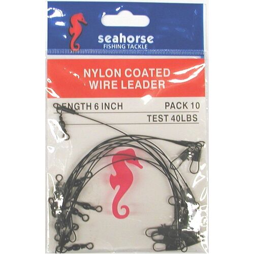Seahorse Tackle Trace Black 6" X40Lb Nylon Coat