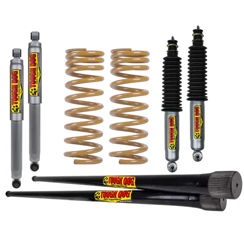 Tough Dog Suspension Kit To Suit Mitsubishi Pajero / Montero Nh-Nl (5/91 - 00) Coil Rear - 1277.5Mm Torsion Bar With Oe Steering Damper Mounts/Bullbar