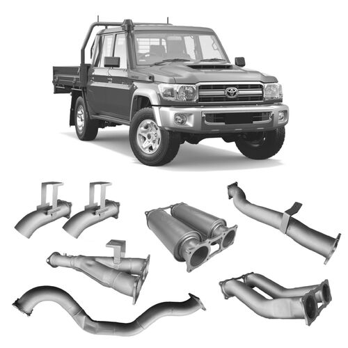 Redback Extreme Duty Twin 4" Exhaust for Toyota Landcruiser 79 Series Dual Cab