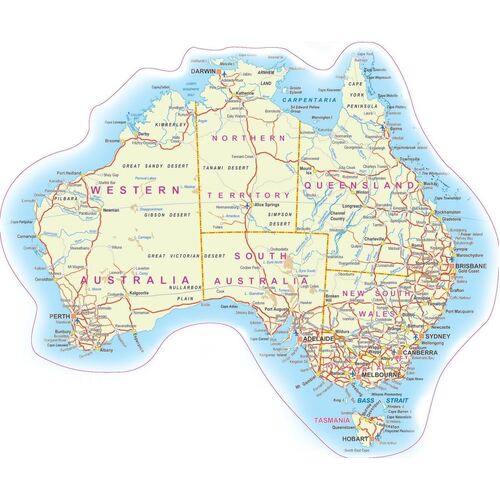 TRA Australia Map Decal Sticker Yellow