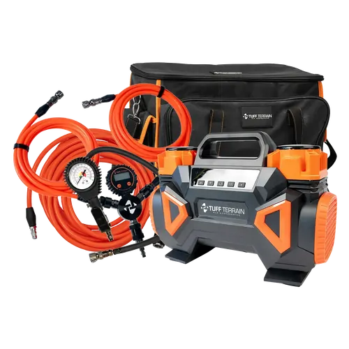 Tuff Terrain Set Point - Automatic Compressor 300lpm with Analogue Gauge and 2 Valve Multi Tyre Deflator/Inflator Kit