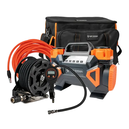 Tuff Terrain Set Point - Automatic Compressor 300lpm Digital Gauge & 7m Compact Air Hose Reel Kit