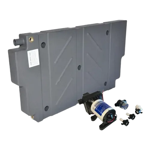 Tuff Terrain Poly Water 45 Litre Vertical & Flat Tank & Seaflo RV Supreme MK2 12v Water Pump Bundle