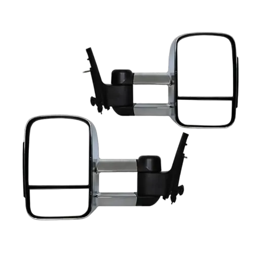 Extendable Towing Mirrors to suit Toyota Landcruiser 300 Series - Electric, Chrome, Power Fold, BSM & Indicator