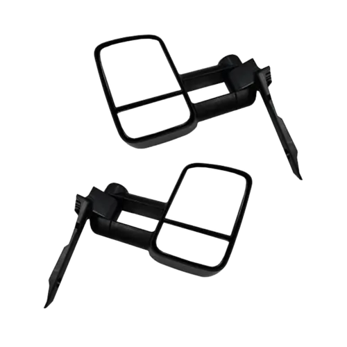 Extendable Towing Mirrors For Toyota Landcruiser 75, 76, 78 & 79 Series - Black/Electric