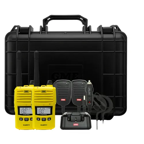 GME TX6165 5/1 Watt UHF CB Handheld Radio -Yellow - Twin Pack