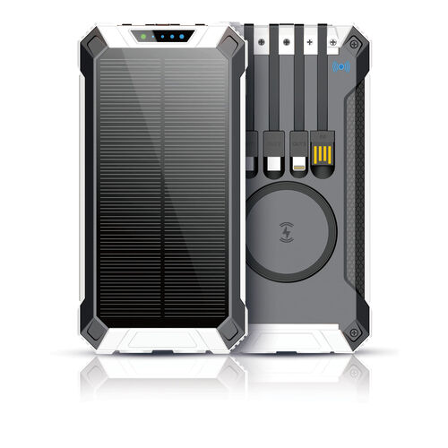 Uniden UPP200S 20000mAh Wireless Portable Solar Power Bank with Built-in Charging Cables