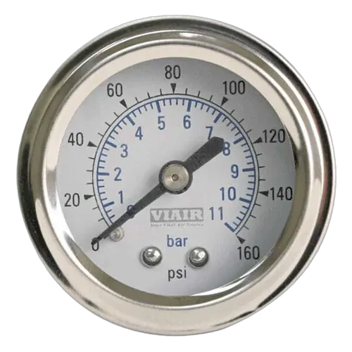 Viair Single needle gauge, 2", 160psi, white face, illuminated