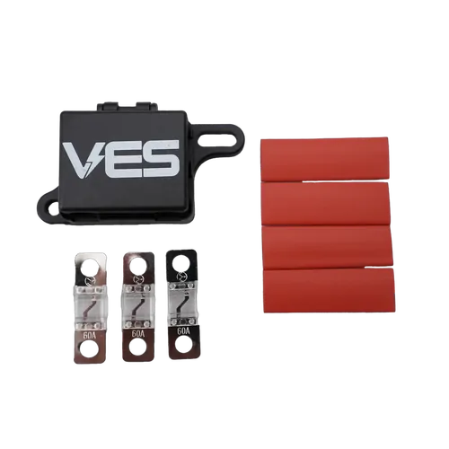 Midi Fuse Kit Dual 125 AMP 1 Holder 3 Fuses 4 Terminals 4 Heatshrink