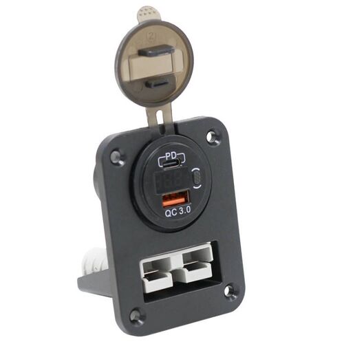 VES Flush Mount Single Anderson 50amp + QC USB/USBC and volt meter on/off