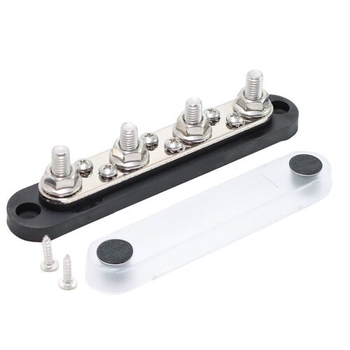 VES Four Post Bus Bar Black - M8 Studs - 150amp Rated @ 12V