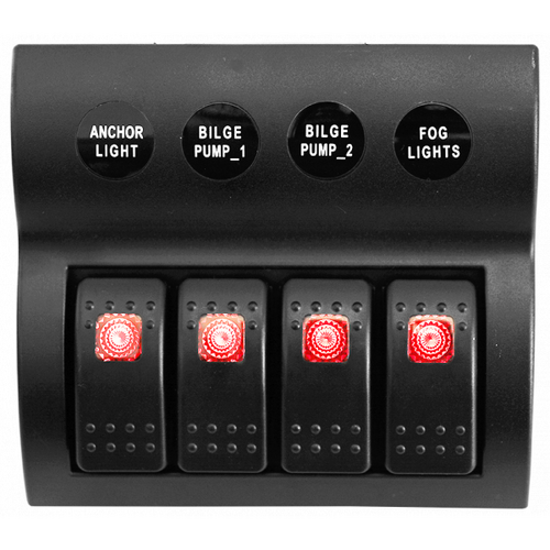 Viper 4 Gang Switch Panel With Circuit Breakers - Pre Wired