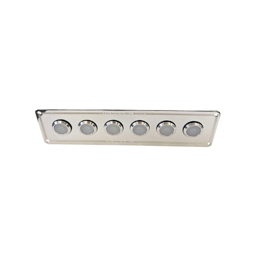 Viper 6 Gang Inline Stainless Steel Switch Panel With 20A Backlit Switches
