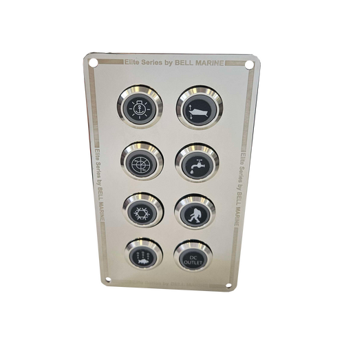 Viper 8 Gang Stainless Steel Switch Panel With 20A Backlit Switches