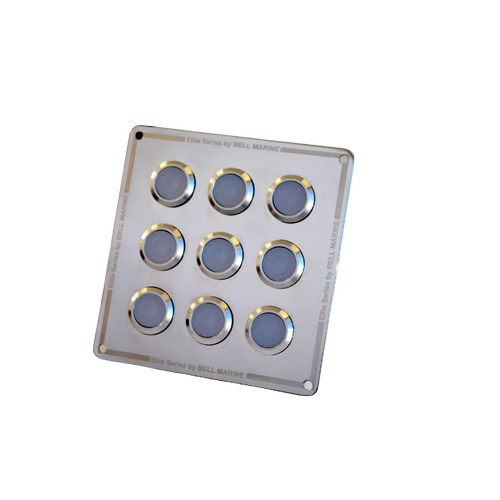 Viper Elite Series 9 Gang - S/S Side By Side Switch Panel - On/Off 20Amp Ip67