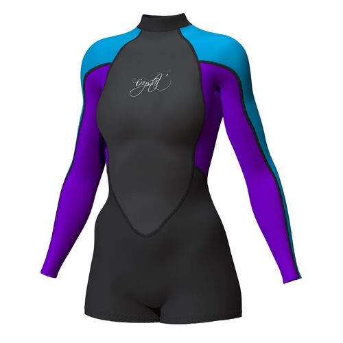 Crystal Womens Superstretch Long Sleeve Springsuit 2mm Blue/ Purple - Size 6