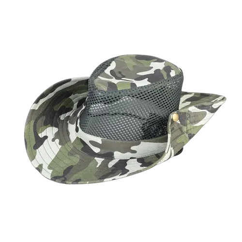Wildtrak Hat Wide Brim Camo 4 Asst With Clips Neck Cord 37Cm Ac Cc0014