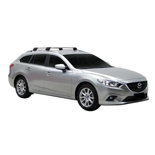 Yakima FlushBar 100 & 105cm Silver Pair (S26Y) To Suit Mazda 6 5dr Wagon /2012-/On