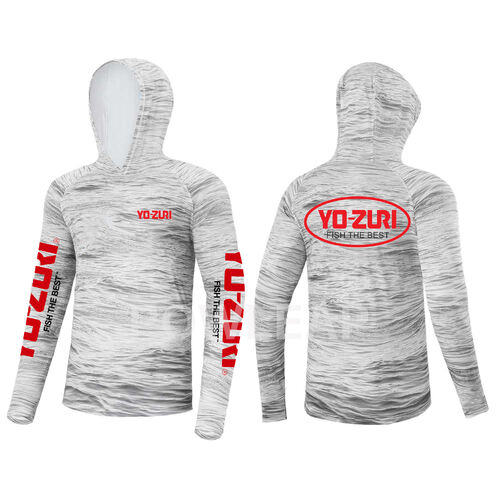 Yo-Zuri Hood Fish Shirt White/Grey S